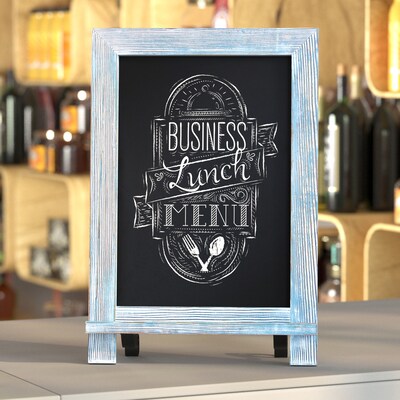 Flash Furniture Canterbury Tabletop Magnetic Chalkboard Sign, Rustic Blue, 9.5" x 14" (HFKHDGDIS912315)