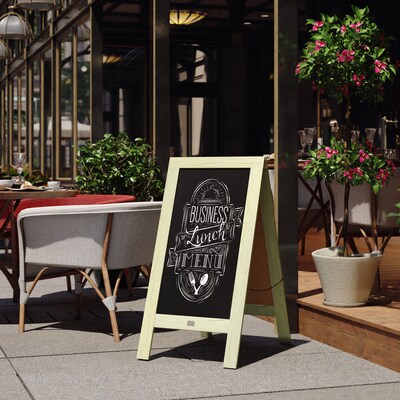 Flash Furniture Canterbury Vintage Wooden A-Frame Magnetic Indoor/Outdoor Chalkboard Sign, Green, 40" x 20" (HGWAGDI554315)
