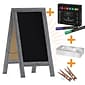Flash Furniture Canterbury Wooden Indoor/Outdoor A-Frame Magnetic Chalkboard Sign Set, Graywashed, 40" x 20" (HGWAGDI742315)
