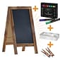 Flash Furniture Canterbury Wooden Indoor/Outdoor A-Frame Magnetic Chalkboard Sign Set, Rustic Brown, 40" x 20" (HGWAGD1I942315)