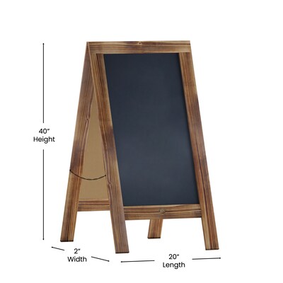 Flash Furniture Canterbury Wooden Indoor/Outdoor A-Frame Magnetic Chalkboard Sign Set, Rustic Brown, 40" x 20" (HGWAGD1I942315)