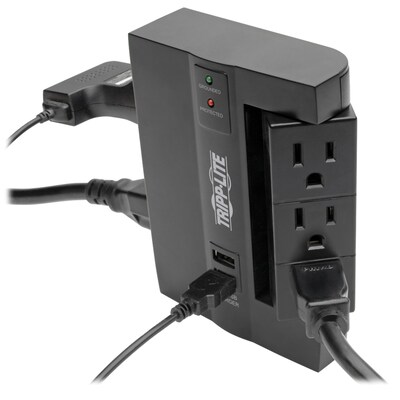 Tripp Lite Protect It! 6-Outlet 2-USB Port Surge Protector with 3 Rotatable Outlets, Black (SWIVEL6USB)