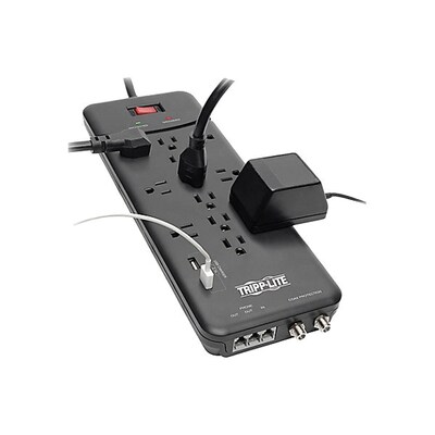 Tripp Lite Protect It! 12-Outlet 2-USB Port Surge Protector, 8 ft., Black (TRPTLP128USBB)
