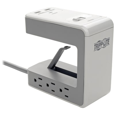 Tripp Lite Protect It! 6-Outlet 2-USB & 1-USB-C Port Surge Protector Desk Clamp, 8 ft., White (TRPTLP648USBC)
