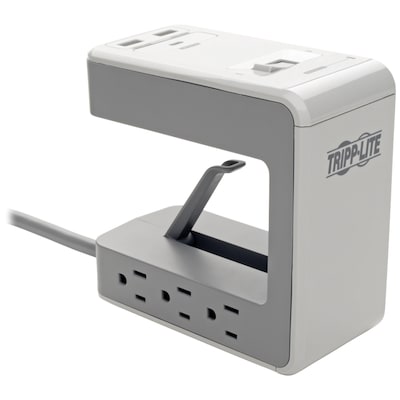 Tripp Lite Protect It! 6-Outlet 2-USB & 1-USB-C Port Surge Protector Desk Clamp, 8 ft., White (TRPTL