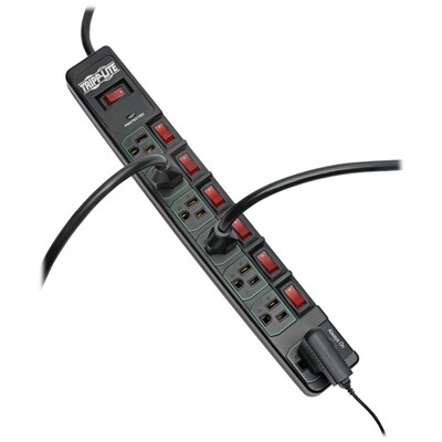 Tripp Lite ECO-Surge 7-Outlet Surge Protector with 6 Individually Controlled Outlets, 6 ft., Black (TLP76MSGB)