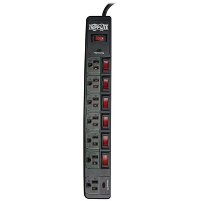 Tripp Lite ECO-Surge 7-Outlet Surge Protector with 6 Individually Controlled Outlets, 6 ft., Black (TLP76MSGB)