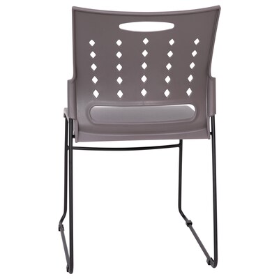 Flash Furniture HERCULES Series Plastic Sled Base Stack Chair with Air-Vent Back, Gray, 5 Pack (5RUT2GYBK)