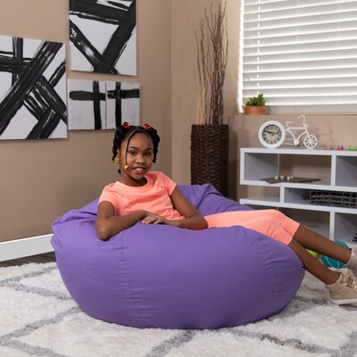 Flash Furniture Duncan Cotton Large Refillable Bean Bag Chair, Solid Purple (DGBEANLGSLDPUR)