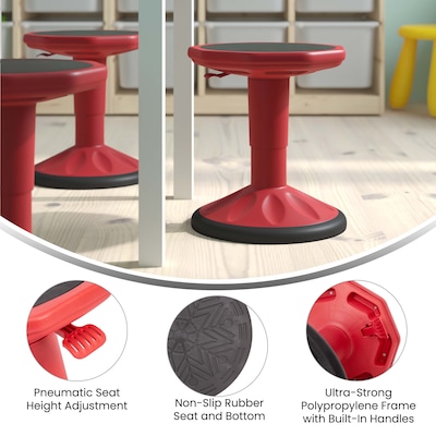 Flash Furniture Carter Plastic Kids Adjustable Height Stool, Red (AY9001SRD)