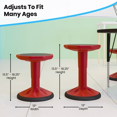 Flash Furniture Carter Plastic Kids Adjustable Height Stool, Red (AY9001SRD)