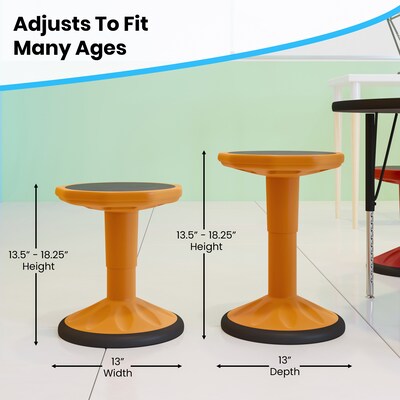 Flash Furniture Carter Plastic Kids Adjustable Height Stool, Orange (AY9001SOR)