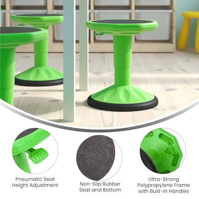 Flash Furniture Carter Plastic Kids Adjustable Height Stool, Green (AY9001SGN)