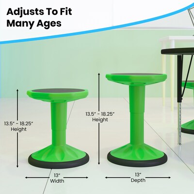 Flash Furniture Carter Plastic Kids Adjustable Height Stool, Green (AY9001SGN)