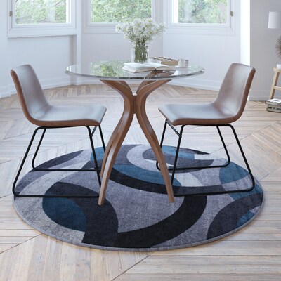 Flash Furniture Harken Collection Olefin/Jute 60" Round Machine Made Rug, Blue/Gray (YKF968B98265RBL)