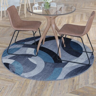 Flash Furniture Harken Collection Olefin/Jute 60" Round Machine Made Rug, Blue/Gray (YKF968B98265RBL)