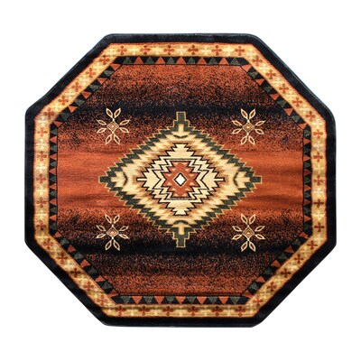 Flash Furniture Mirage Collection Olefin/Jute 63.6" x 63.6" Octogon Machine Made Rug, Black (NRRGB35755BK)