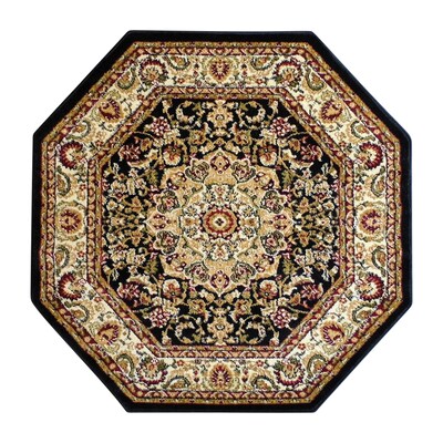 Flash Furniture Mersin Collection Olefin/Jute 87.6 x 87.6 Octagon Machine Made Rug, Black (NRRGB40