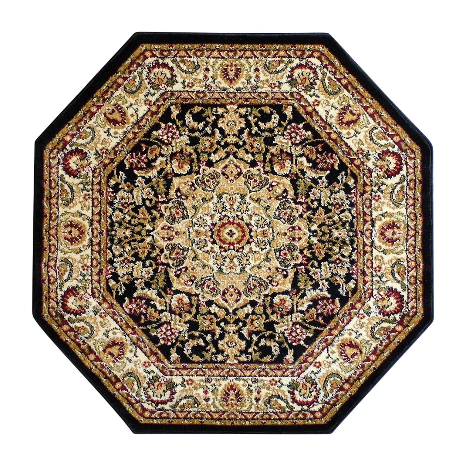 Flash Furniture Mersin Collection Olefin/Jute 87.6 x 87.6 Octagon Machine Made Rug, Black (NRRGB40177OBK)