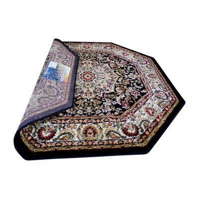 Flash Furniture Mersin Collection Olefin/Jute 87.6" x 87.6" Octagon Machine Made Rug, Black (NRRGB40177OBK)