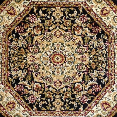 Flash Furniture Mersin Collection Olefin/Jute 87.6" x 87.6" Octagon Machine Made Rug, Black (NRRGB40177OBK)