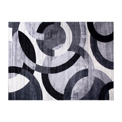 Flash Furniture Harken Collection Olefin/Jute 108" x 72" Rectangular Machine Made Rug, Black/Gray (YKF968A9I96BK)