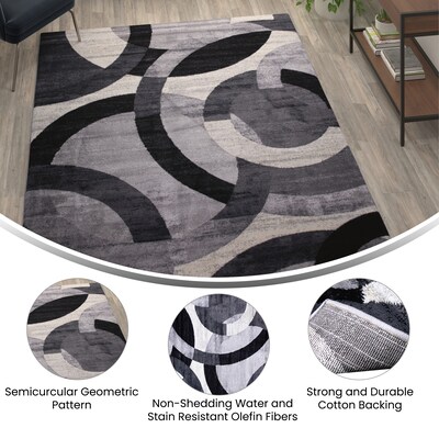 Flash Furniture Harken Collection Olefin/Jute 108" x 72" Rectangular Machine Made Rug, Black/Gray (YKF968A9I96BK)