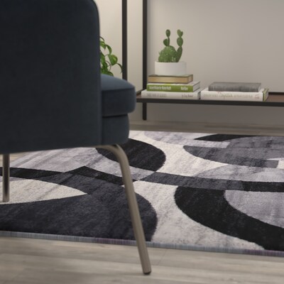 Flash Furniture Harken Collection Olefin/Jute 108" x 72" Rectangular Machine Made Rug, Black/Gray (YKF968A9I96BK)