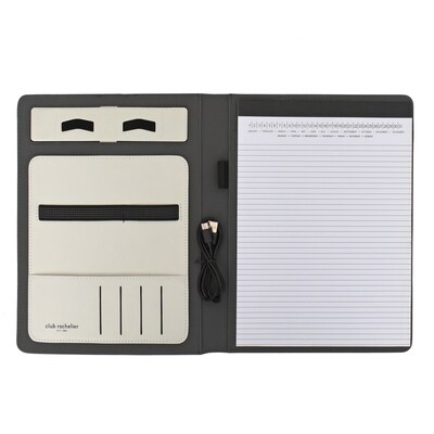Club Rochelier Techo Collection Polyester Wireless Charging Padfolio, Grey (CR3651CH)
