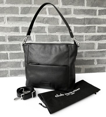 Club Rochelier Onyx Collection Leather Shoulder Messenger Bag, Black (CRH01)