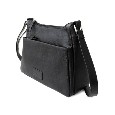 Club Rochelier Onyx Collection Leather Crossbody Messenger Bag, Black (CRH02)