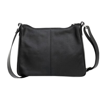 Club Rochelier Onyx Collection Leather Crossbody Messenger Bag, Black (CRH02)