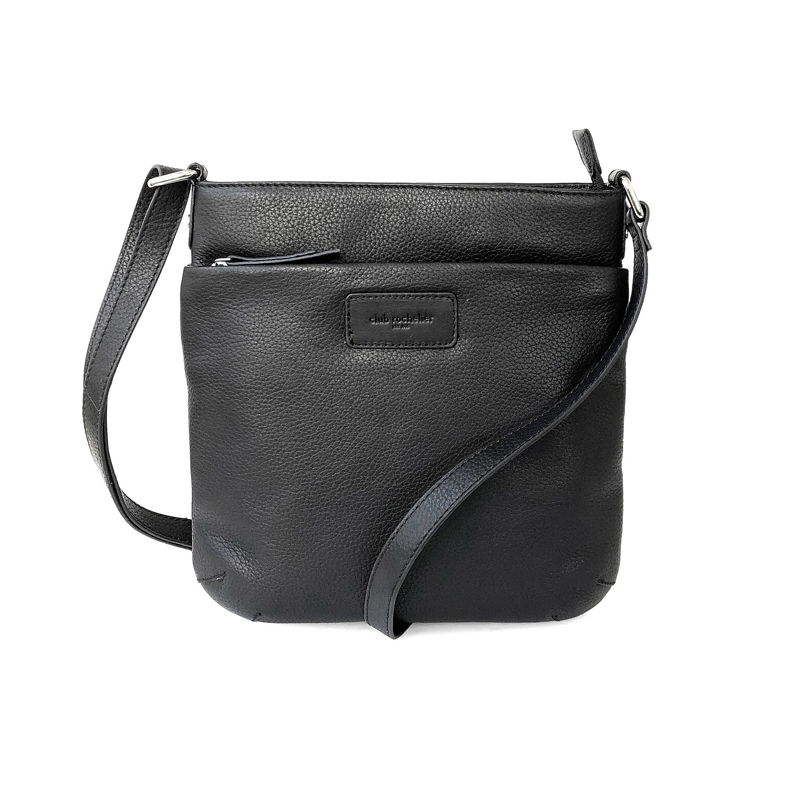Club Rochelier Onyx Collection Leather Crossbody Messenger Bag, Black (CRH03)