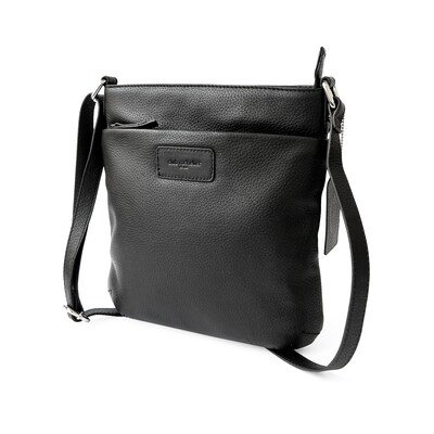Club Rochelier Onyx Collection Leather Crossbody Messenger Bag, Black (CRH03)