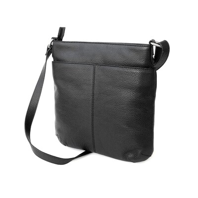 Club Rochelier Onyx Collection Leather Crossbody Messenger Bag, Black (CRH03)