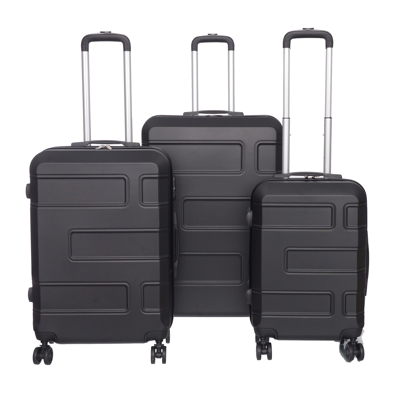 NICCI Deco Collection ABS Plastic 4-Wheel Spinner Luggage, Black (CRL010L)