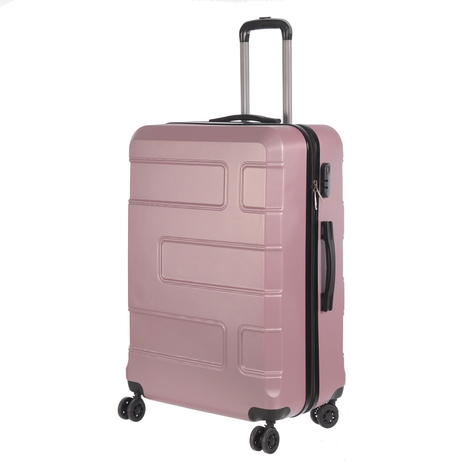 NICCI Deco Collection ABS Plastic 4-Wheel Spinner Luggage, Dusty Pink (CRL010L)