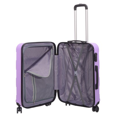 NICCI Deco Collection ABS Plastic 4-Wheel Spinner Luggage, Lilac (CRL010M)