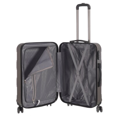 NICCI Deco Collection ABS Plastic 4-Wheel Spinner Luggage, Charcoal Grey (CRL010M)