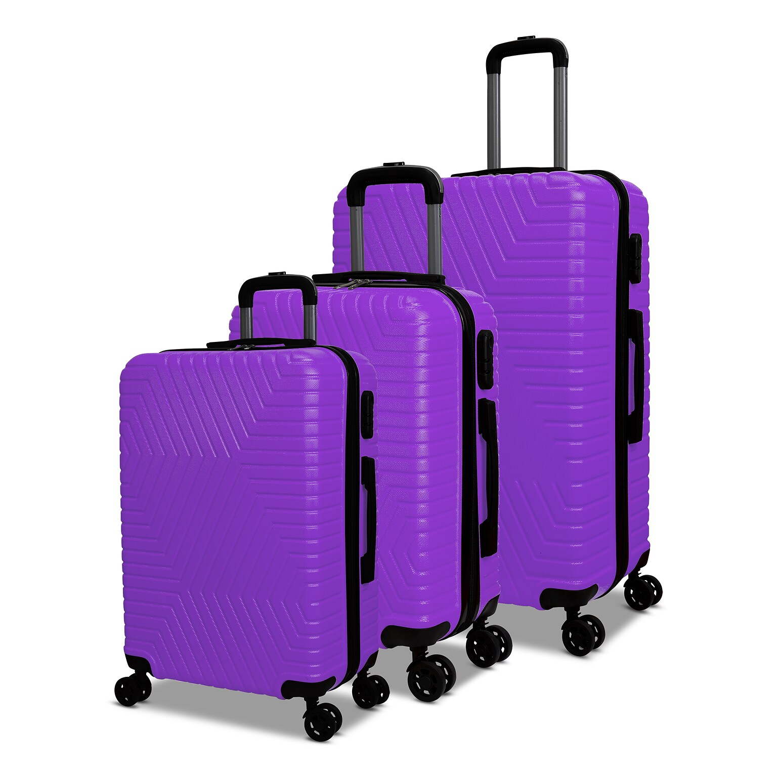 NICCI Lattitude Collection ABS Plastic 3P Set Luggage, Purple (CRL015)