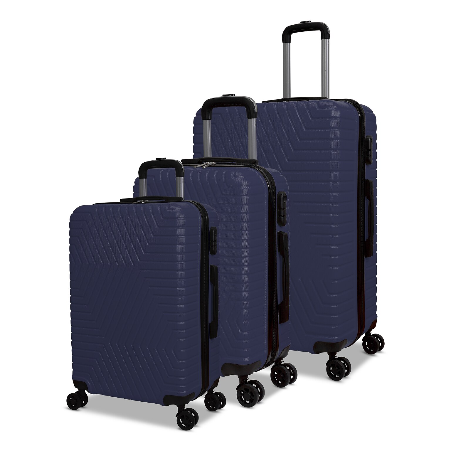 NICCI Lattitude Collection ABS Plastic 3P Set Luggage, Dark Blue (CRL015)