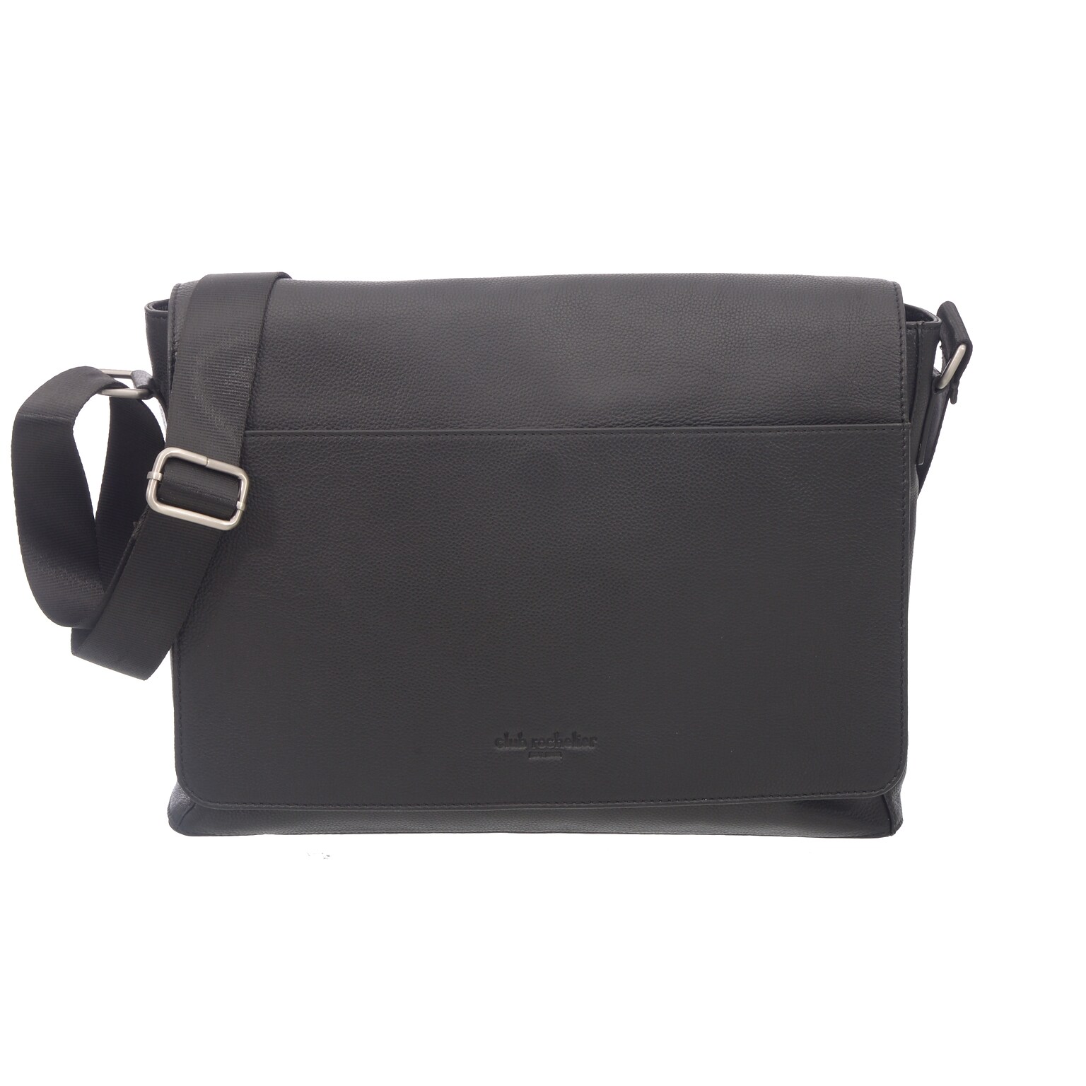 Club Rochelier Essential Collection Leather Crossbody Messenger Bag, Black (CRNM06)