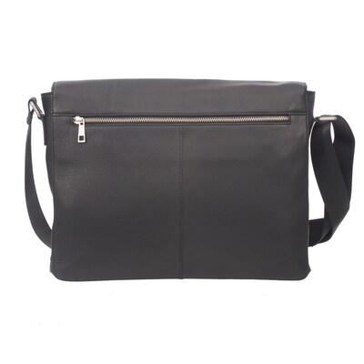 Club Rochelier Essential Collection Leather Crossbody Messenger Bag, Black (CRNM06)