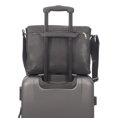 Club Rochelier Essential Collection Leather Crossbody Messenger Bag, Black (CRNM06)