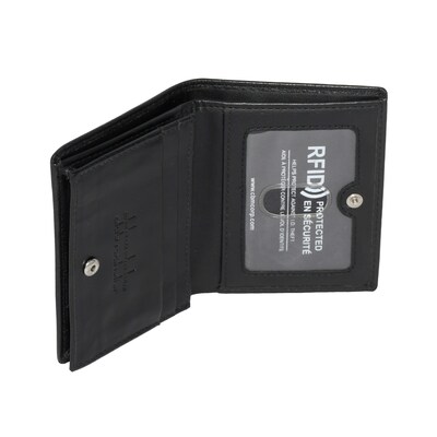 Club Rochelier Winston Collection Leather Men Wallet, Black, 4.25" (CRP396-G1)