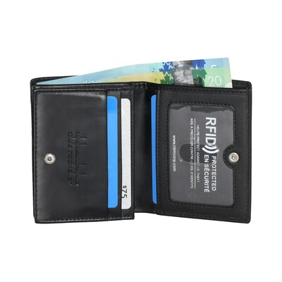 Club Rochelier Winston Collection Leather Men Wallet, Black, 4.25" (CRP396-G1)