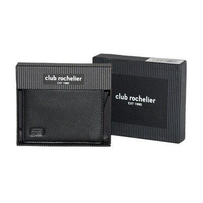 Club Rochelier Winston Collection Leather Men Wallet, Black, 4.25" (CRP396-G1)