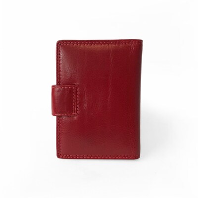 Club Rochelier Traditional Collection Glazed Glove Leather Unisex Wallet, Red, 4.13" (DH4414-2)