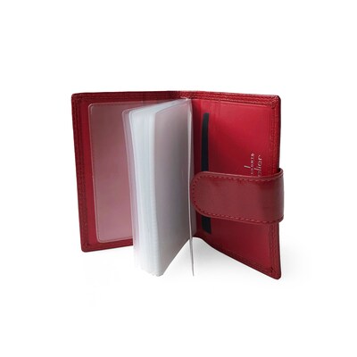 Club Rochelier Traditional Collection Glazed Glove Leather Unisex Wallet, Red, 4.13" (DH4414-2)