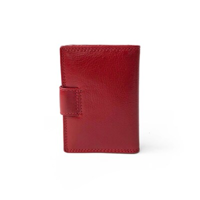 Club Rochelier Traditional Collection Glazed Glove Leather Unisex Wallet, Red, 4.13" (DH4414-2)